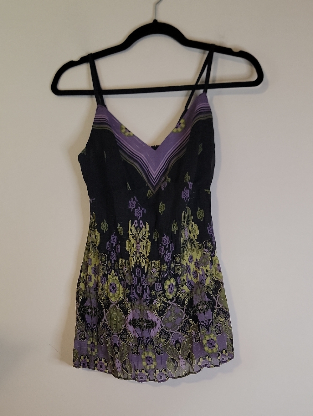 Bisou Bisou Black and Purple Floral Top